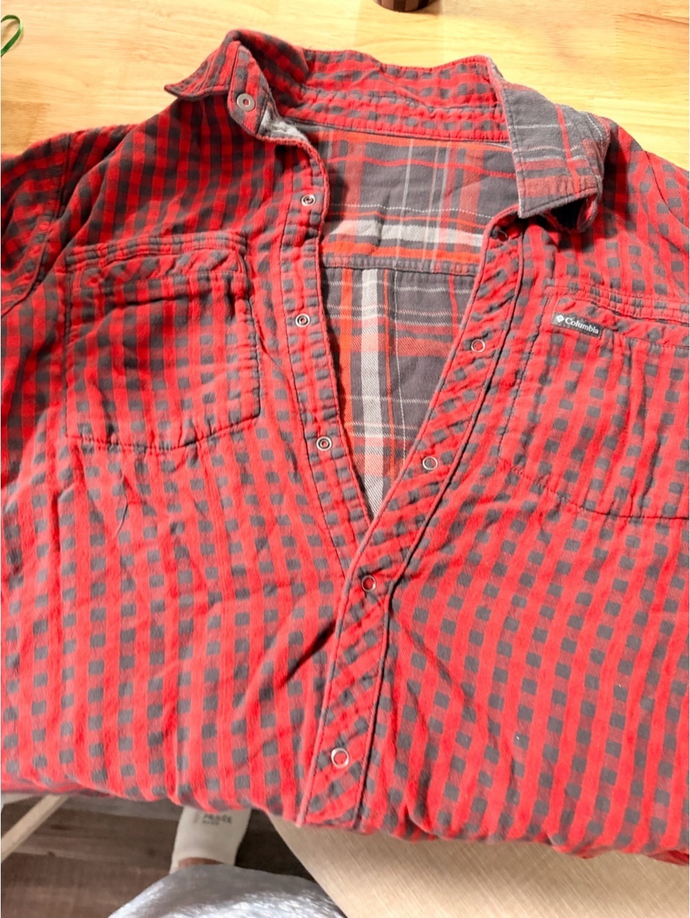 Columbia Red and Black Snap-Front Plaid Shirt